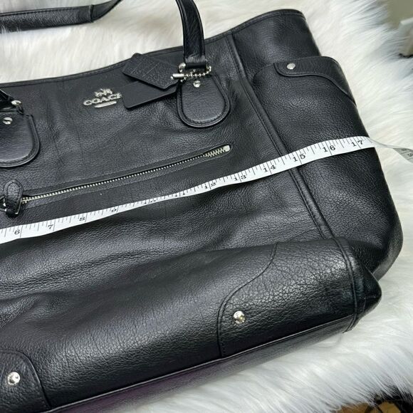 Coach Mickie Pebbled Leather Tote Bag Black - Picture 11 of 13